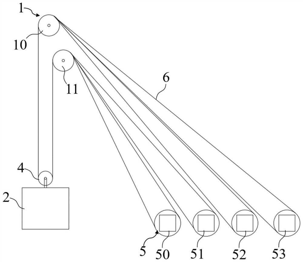 A tension self-balancing multi-rope winding lifting system and method