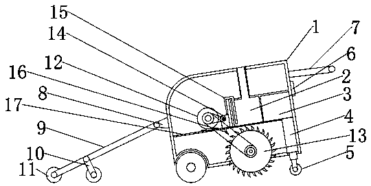 Road surface cutting machine with convenient cutting depth adjustment