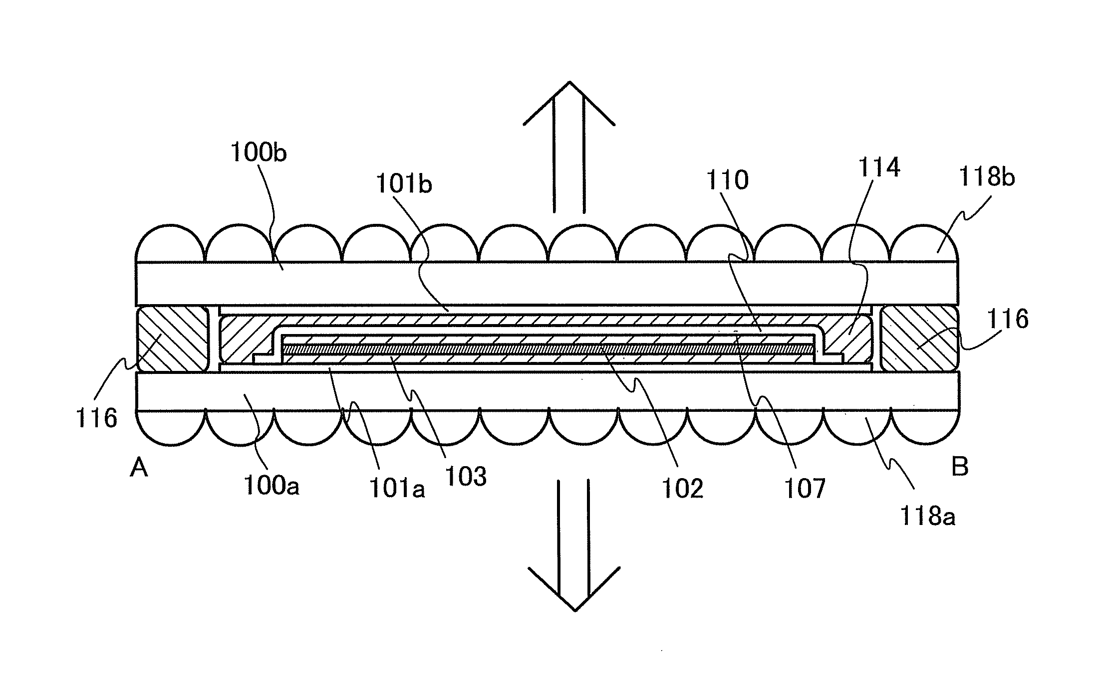 Organic light-emitting device and lighting device with organic resin and glass substrate