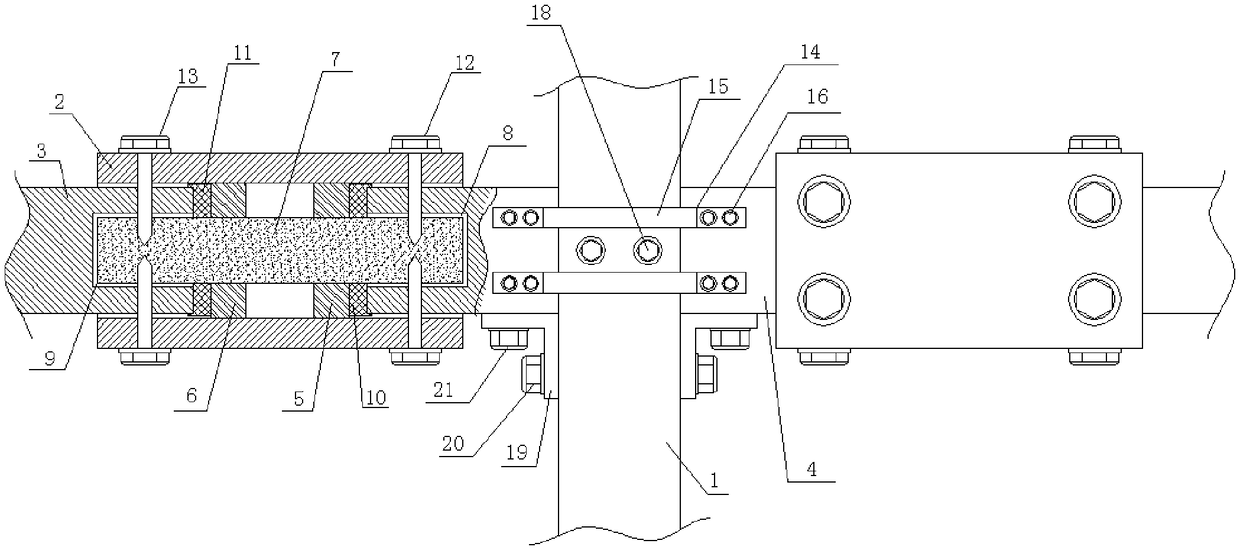 A light steel structure rectangular tube beam-column connection node