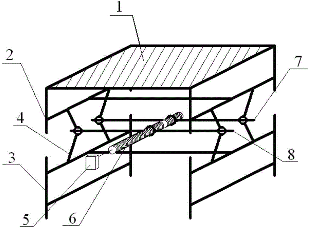 Mechanical drawing desk with continuously adjustable height and slope