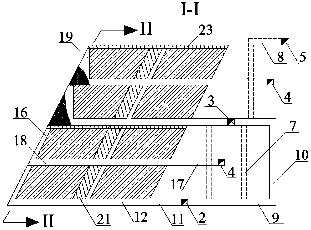 Medium-deep hole multi-stope and subsection common orepass mining method for mining hanging ore body