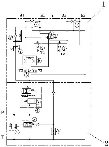 Control valve and control system of crawler chassis driven by hydraulic motor to travel