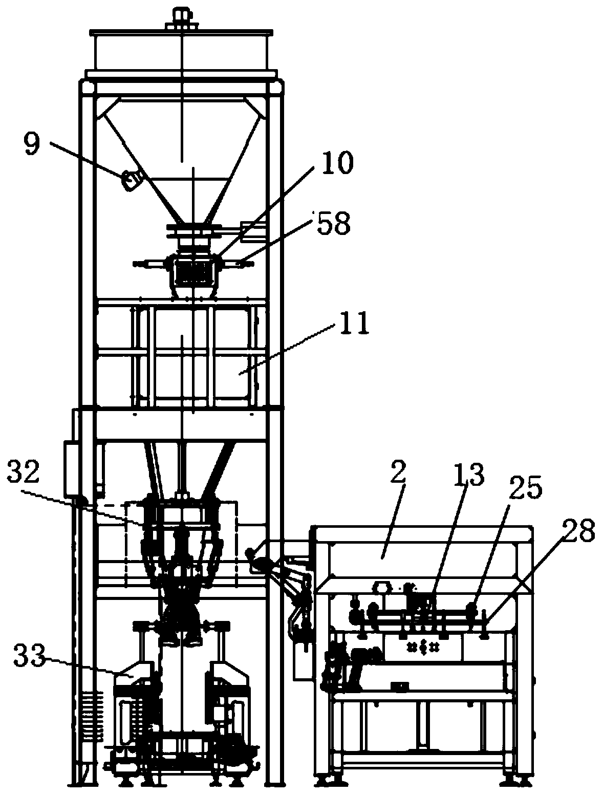 Full-automatic bagging, metering and packaging system based on vision detection