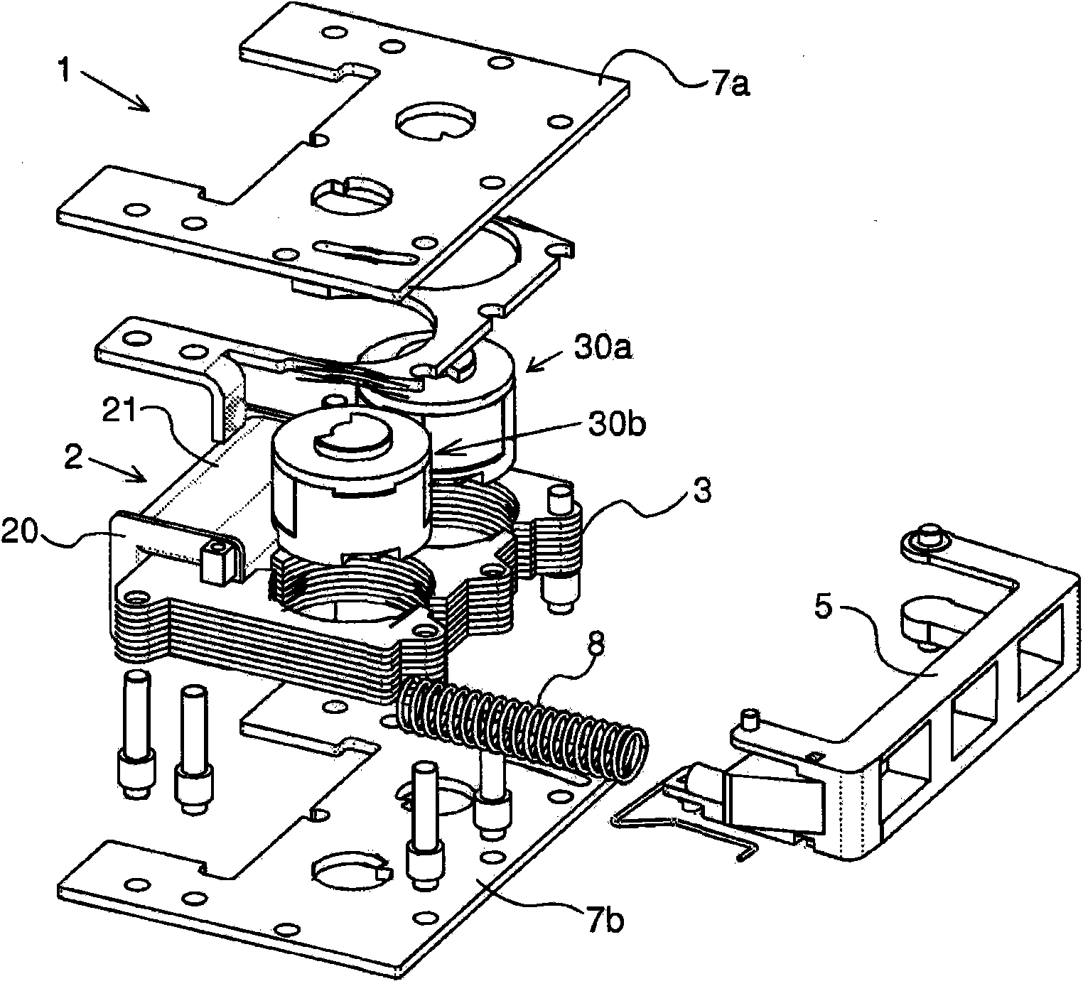 Power generation device with two mobile parts