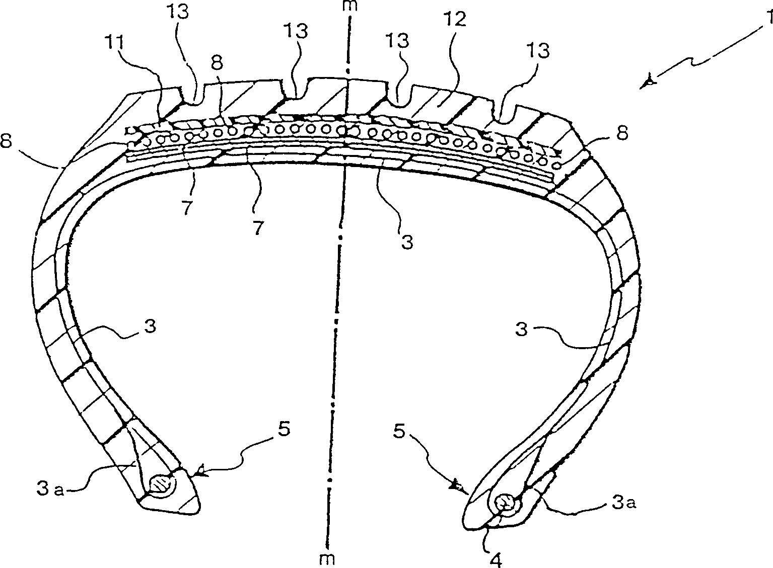 Low rolling resistance tyre for vehicles