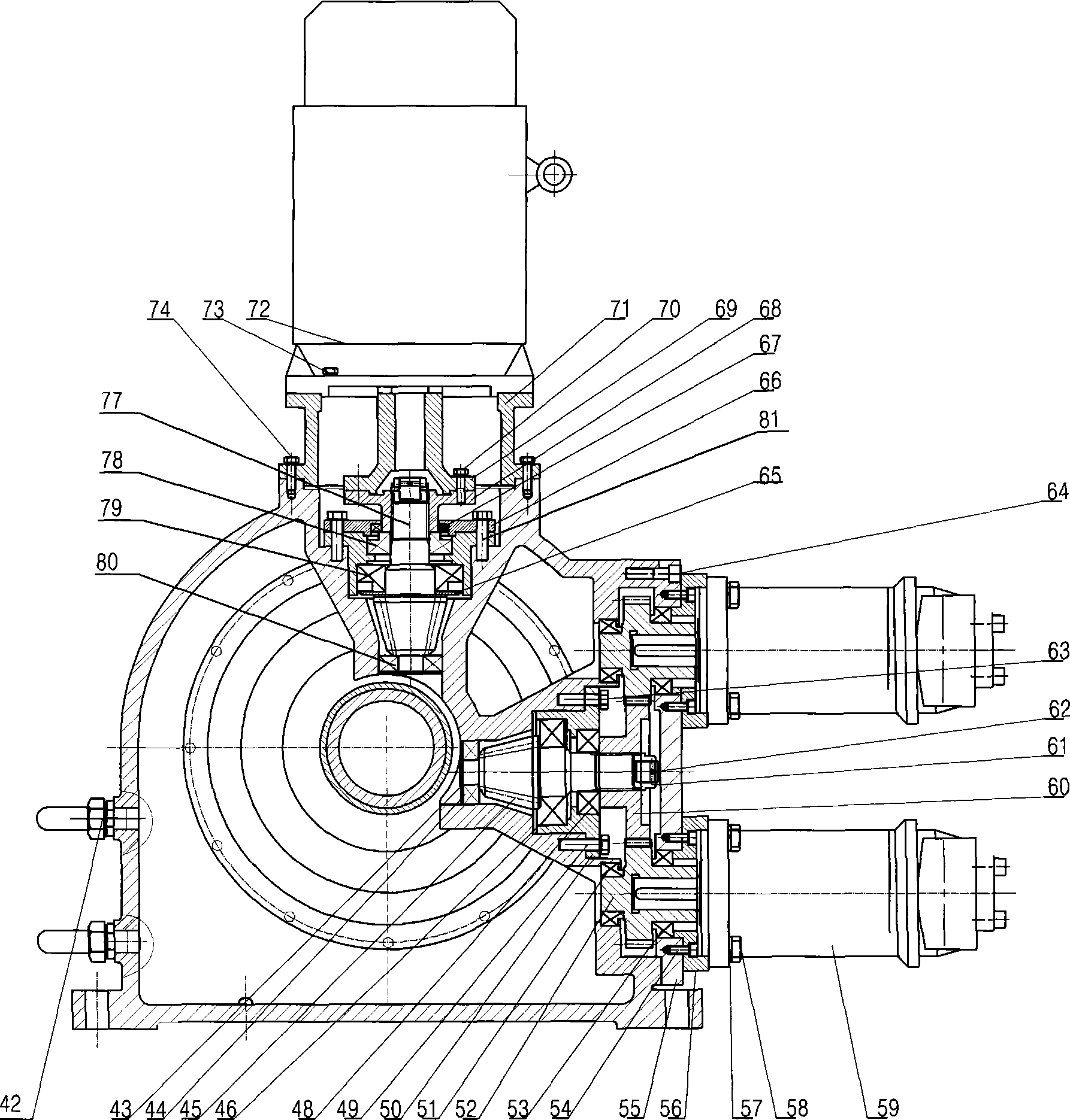 Mechanical electric liquid composite soft starting/stepless speed regulating transmission device for large power overloading equipment