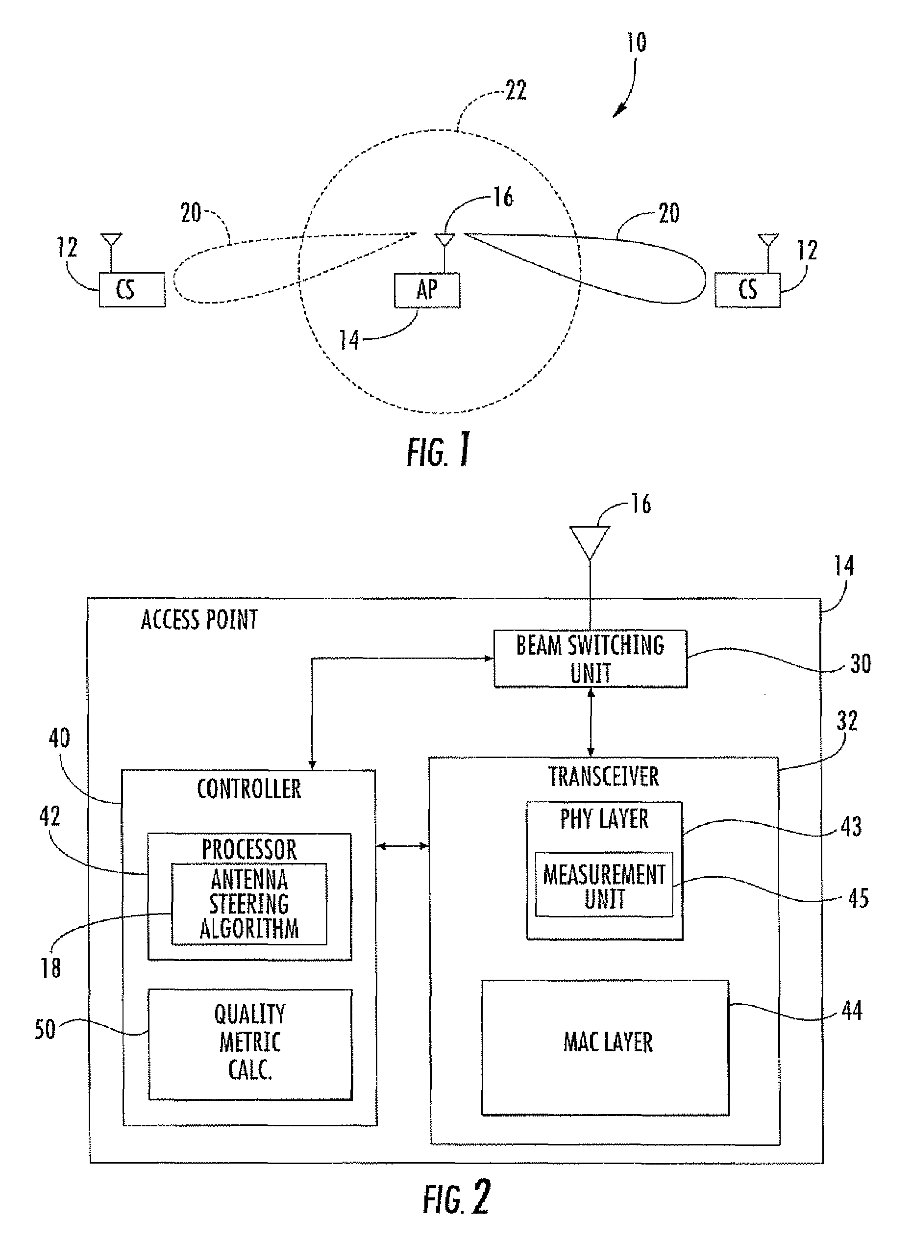 Access point operating with a smart antenna in a WLAN and associated methods