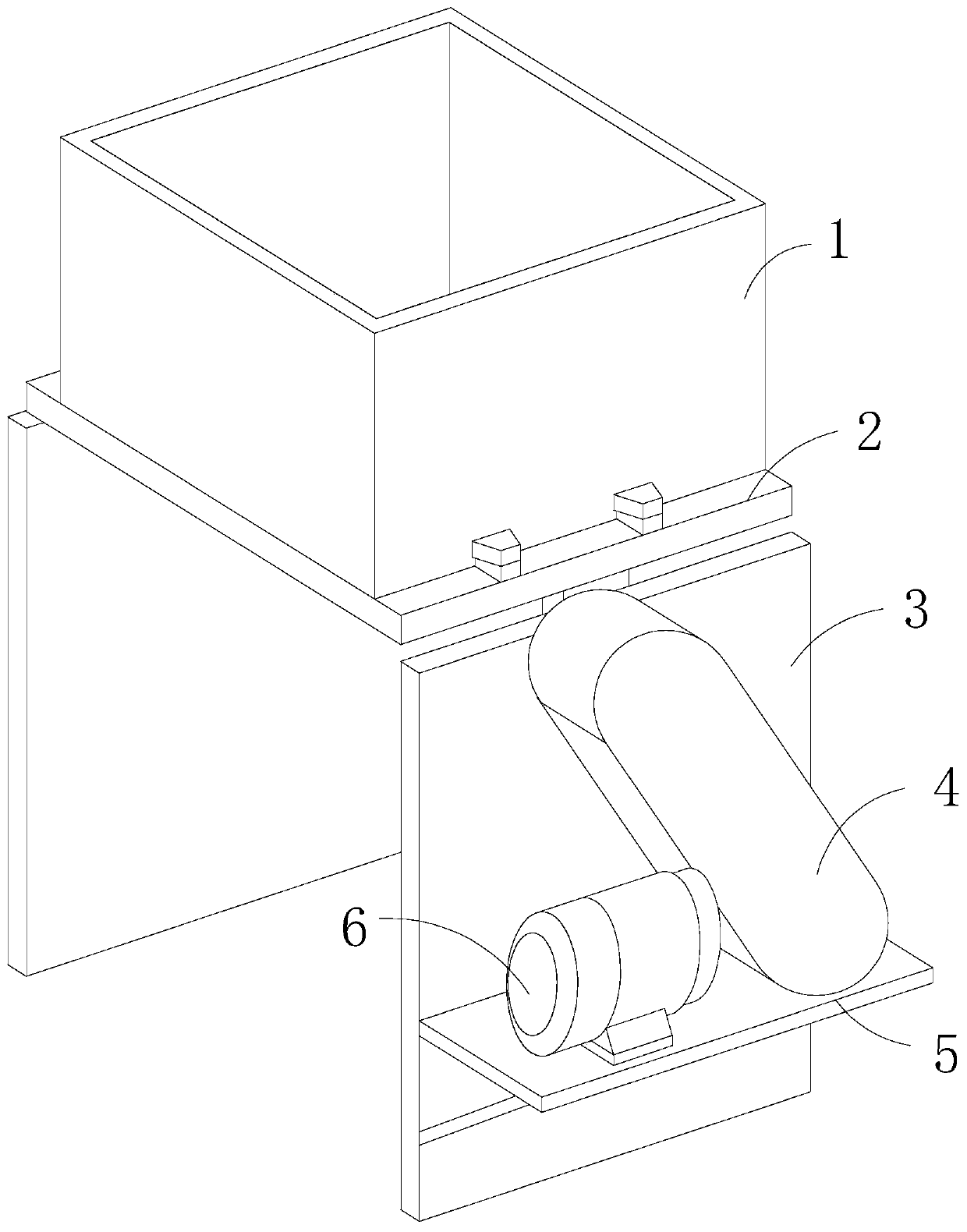 A fruit basket turning and conveying device adopting a T-shaped frame for axial fixing