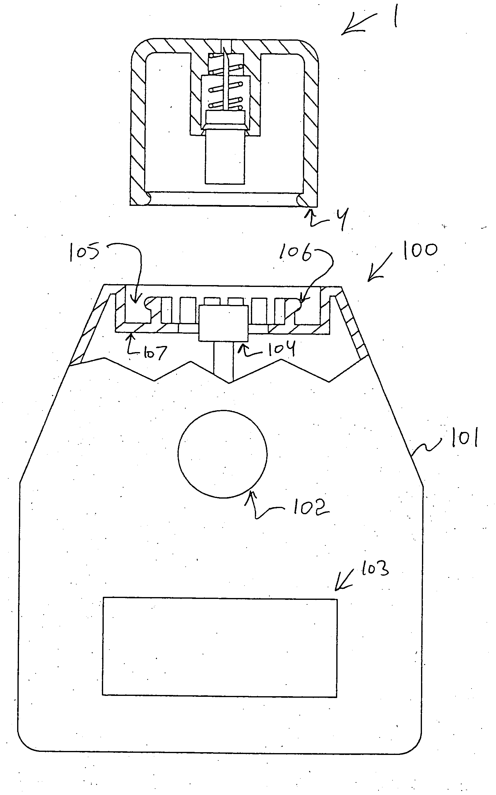 Disposable lancet device cap with integral lancet and/or test strip and testing device utilizing the cap