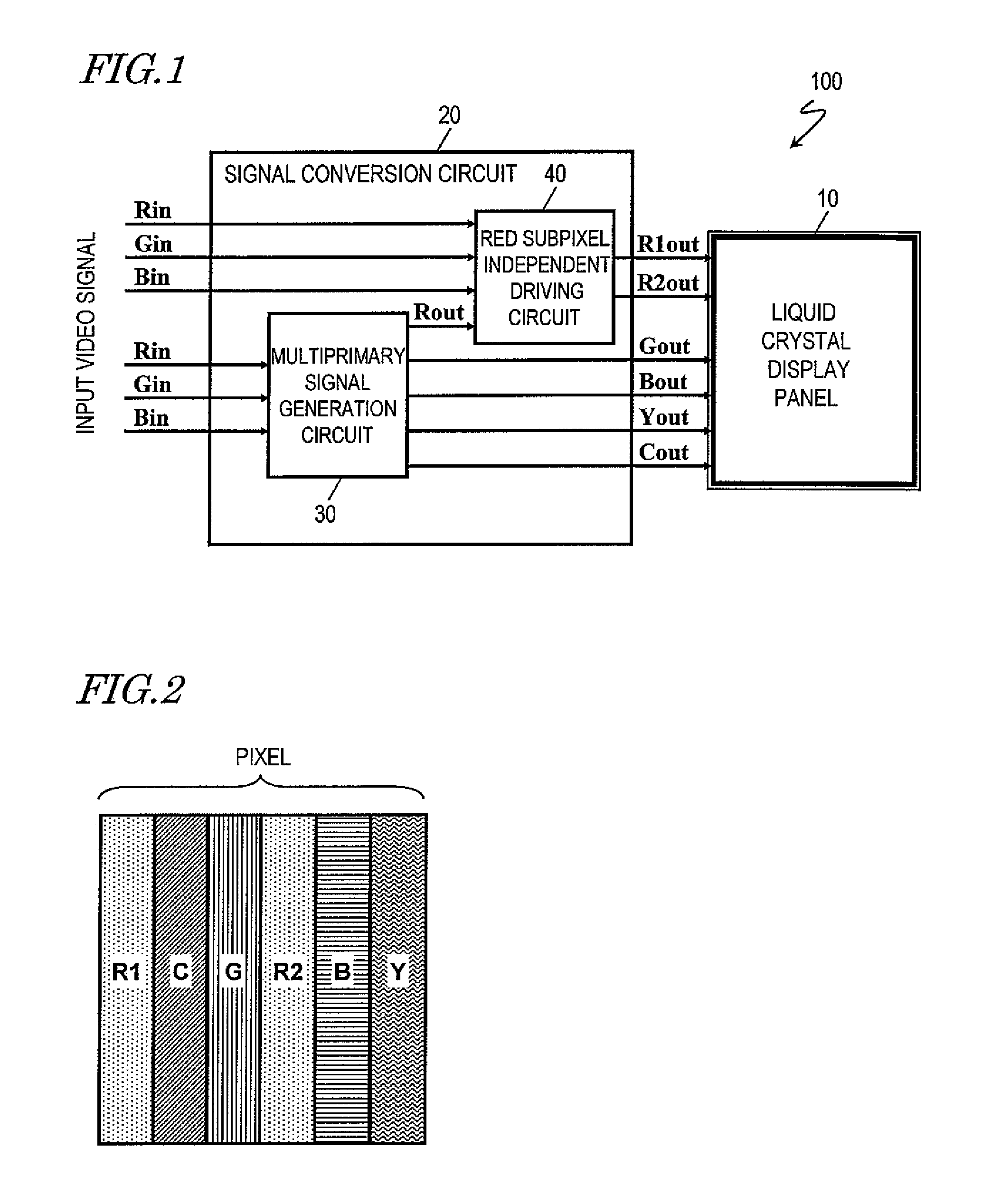 Multiple primary color liquid crystal display device and signal conversion circuit