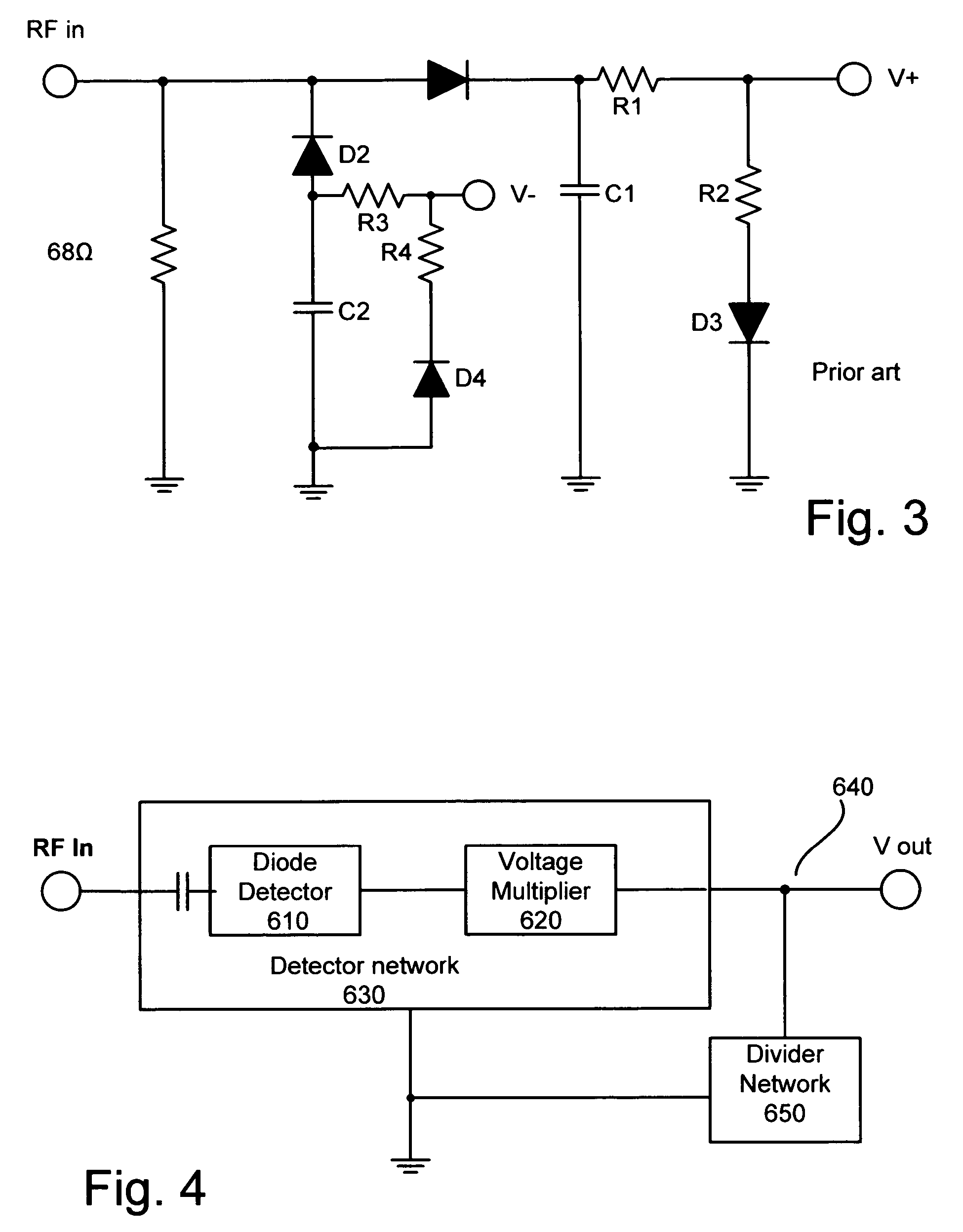 Temperature compensated, high efficiency, controlled input impedance diode detector