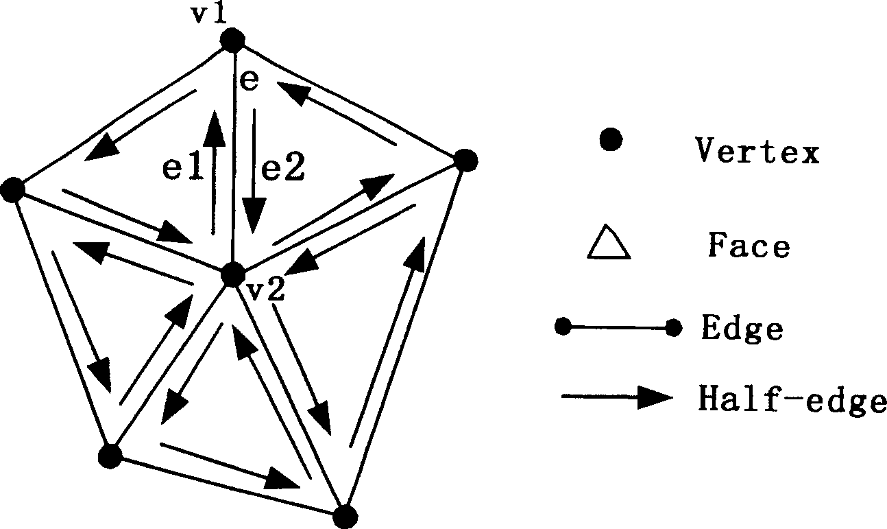 Simplified method of realizing three dimensional network model using half of data structure