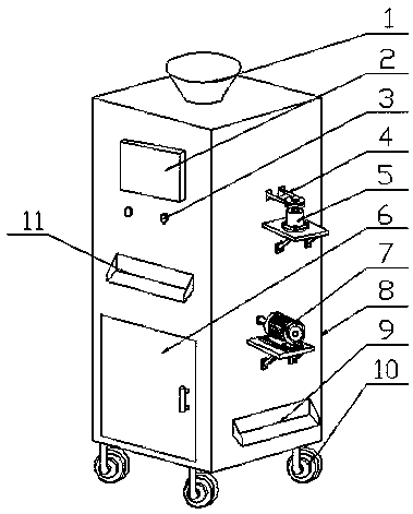 Multi-stage shell breaking device for screening peanuts