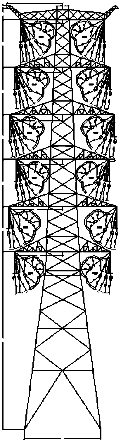 Device for alternating-current 750 kV same-tower four-circuit transmission tower