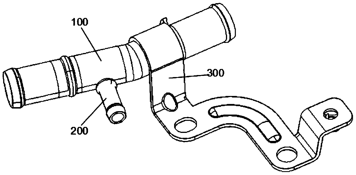 A combined welding positioning and clamping device for automobile special water inlet pipe workpiece and bracket