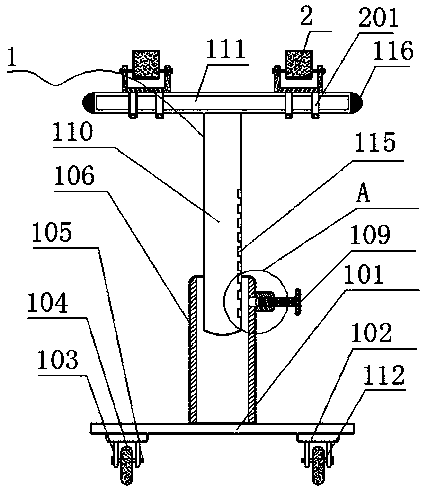 Retractable illuminating lamp support for road construction