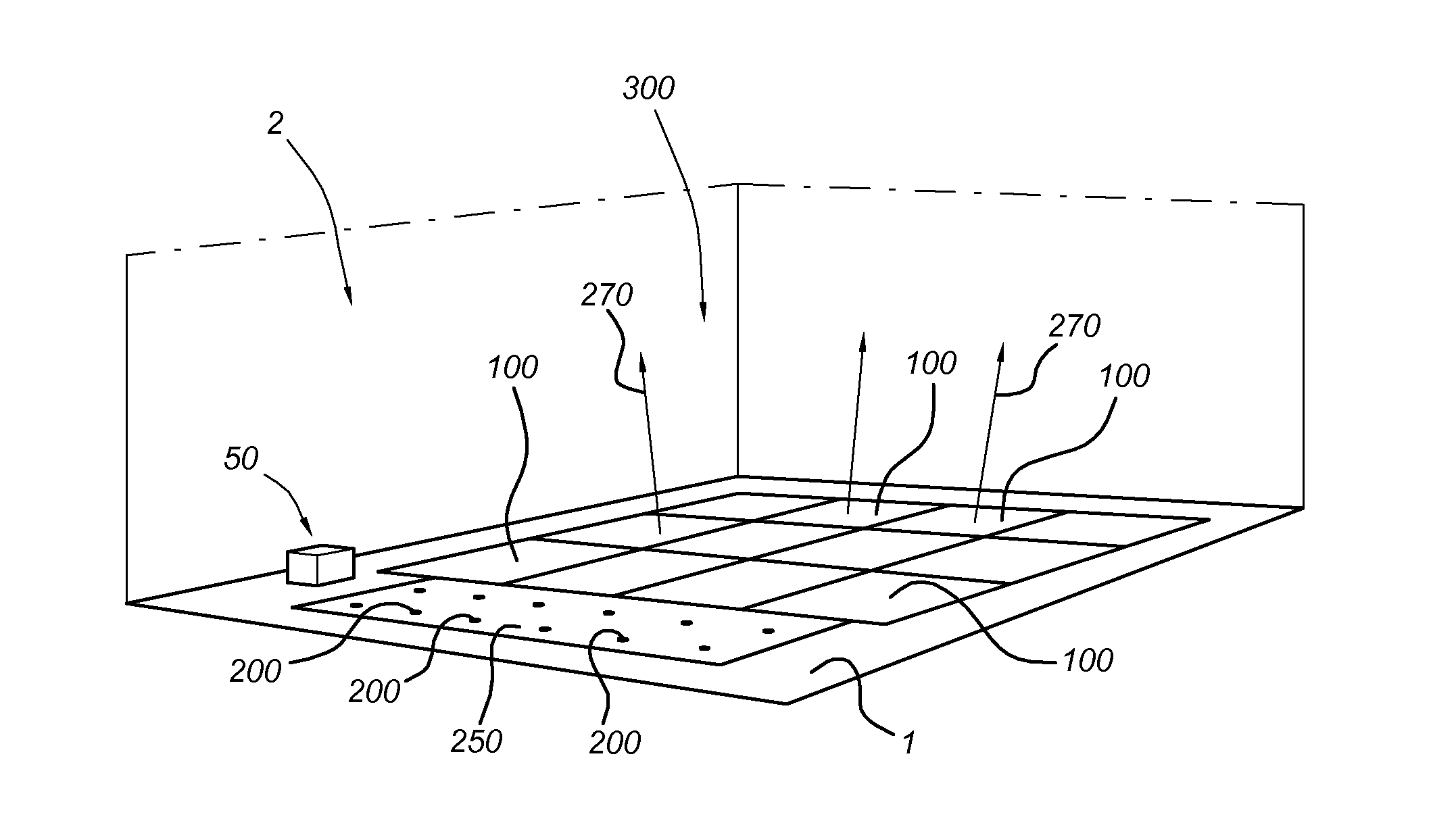 Light transmissive multi-layer carpet tile and carpeted floor comprising a lighting system and a plurality of such carpet tiles