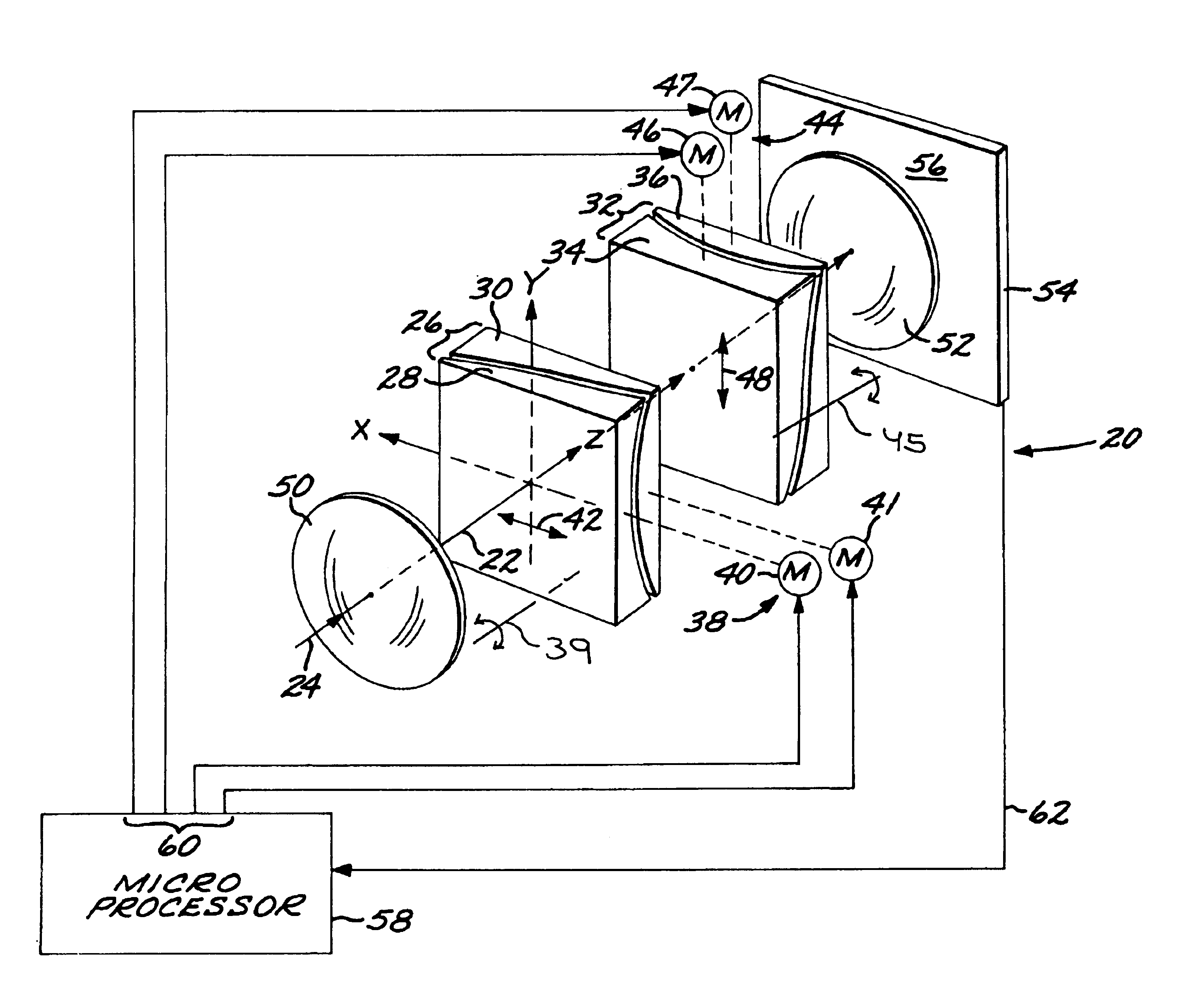 Orthogonal movement lateral shift zoom lens