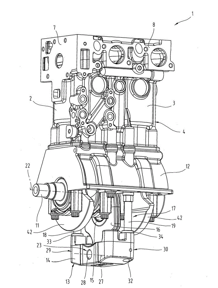 Reciprocating piston internal combustion engine with mass balancing device