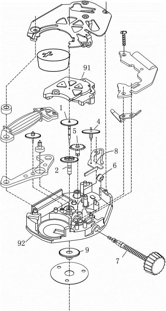 Quartz watch clock mechanism