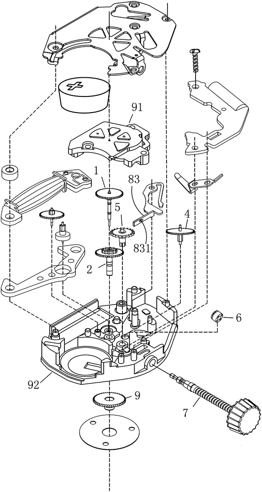 Quartz watch clock mechanism