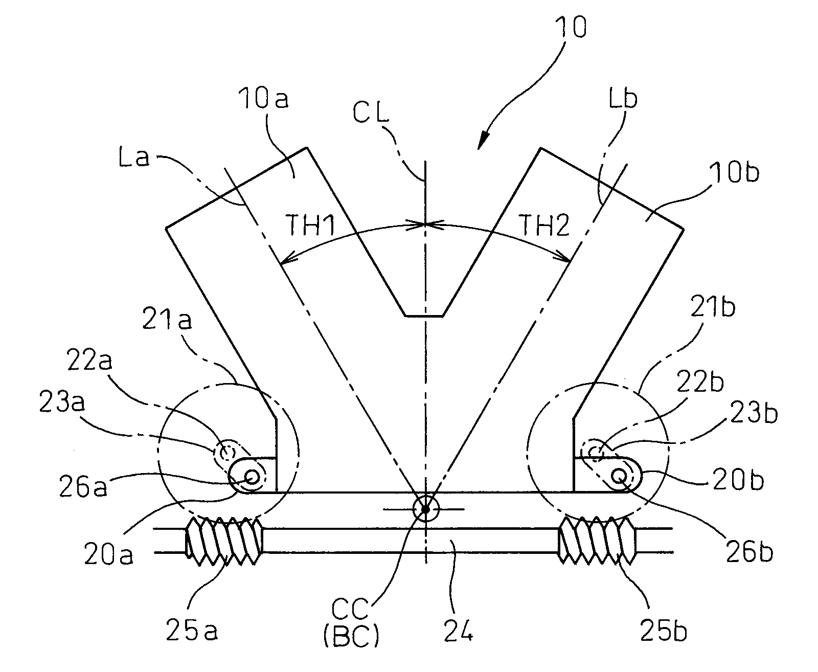 Variable compression ratio v-type internal combustion engine