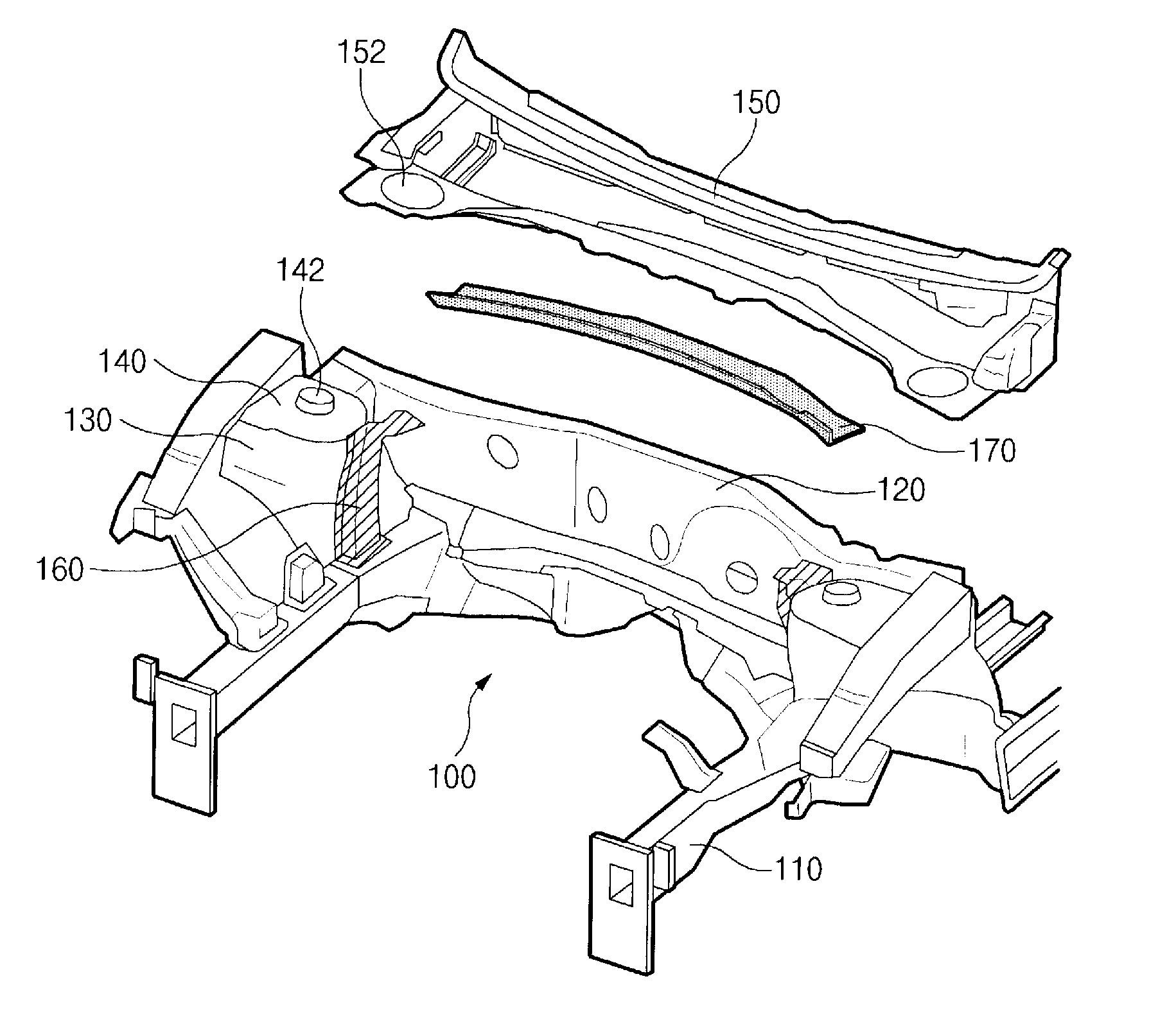 Mounting structure of front body frame in vehicle