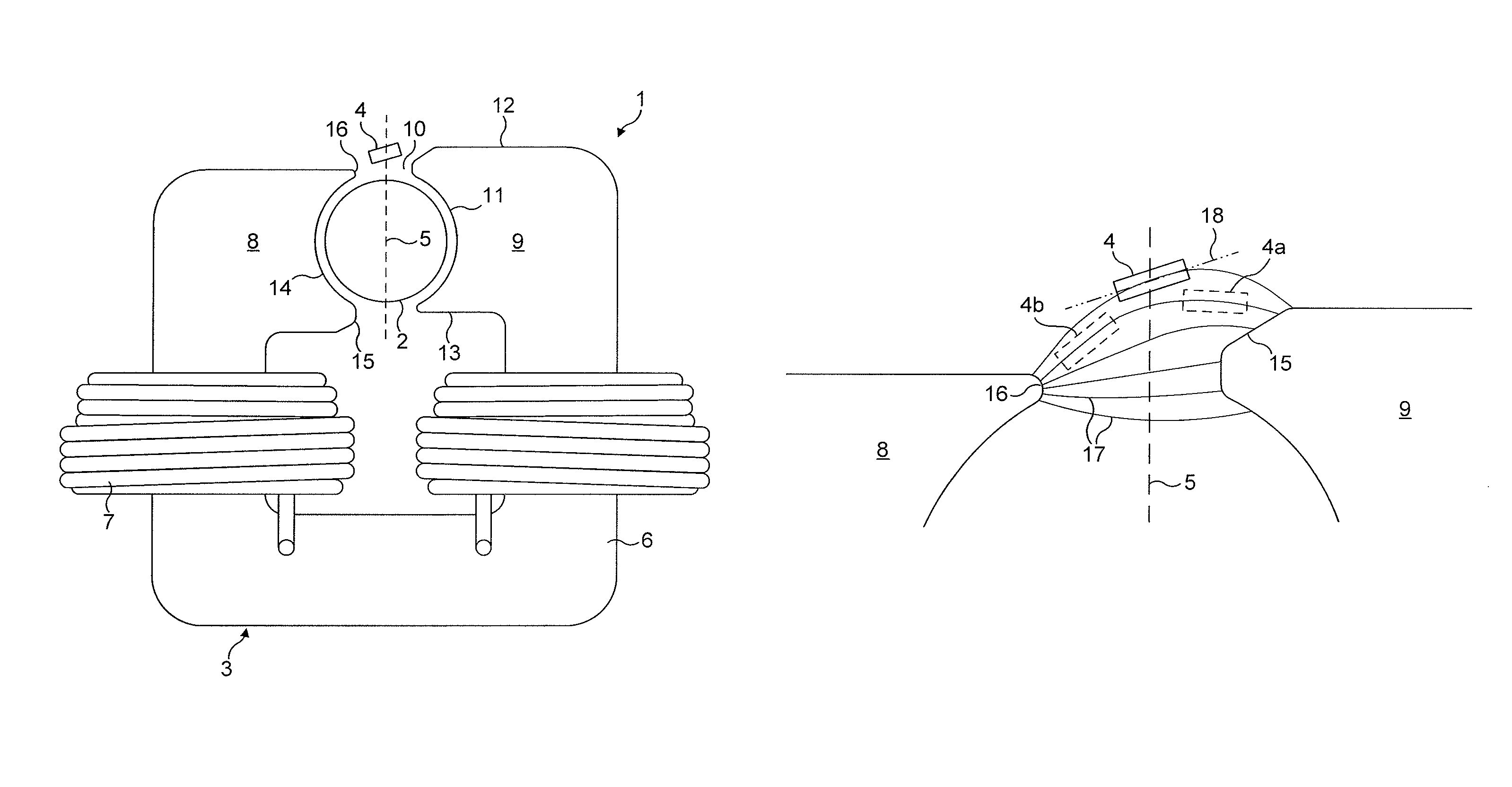 Stator with asymmetric poles and sensor oriented to more accurately determine position of rotor