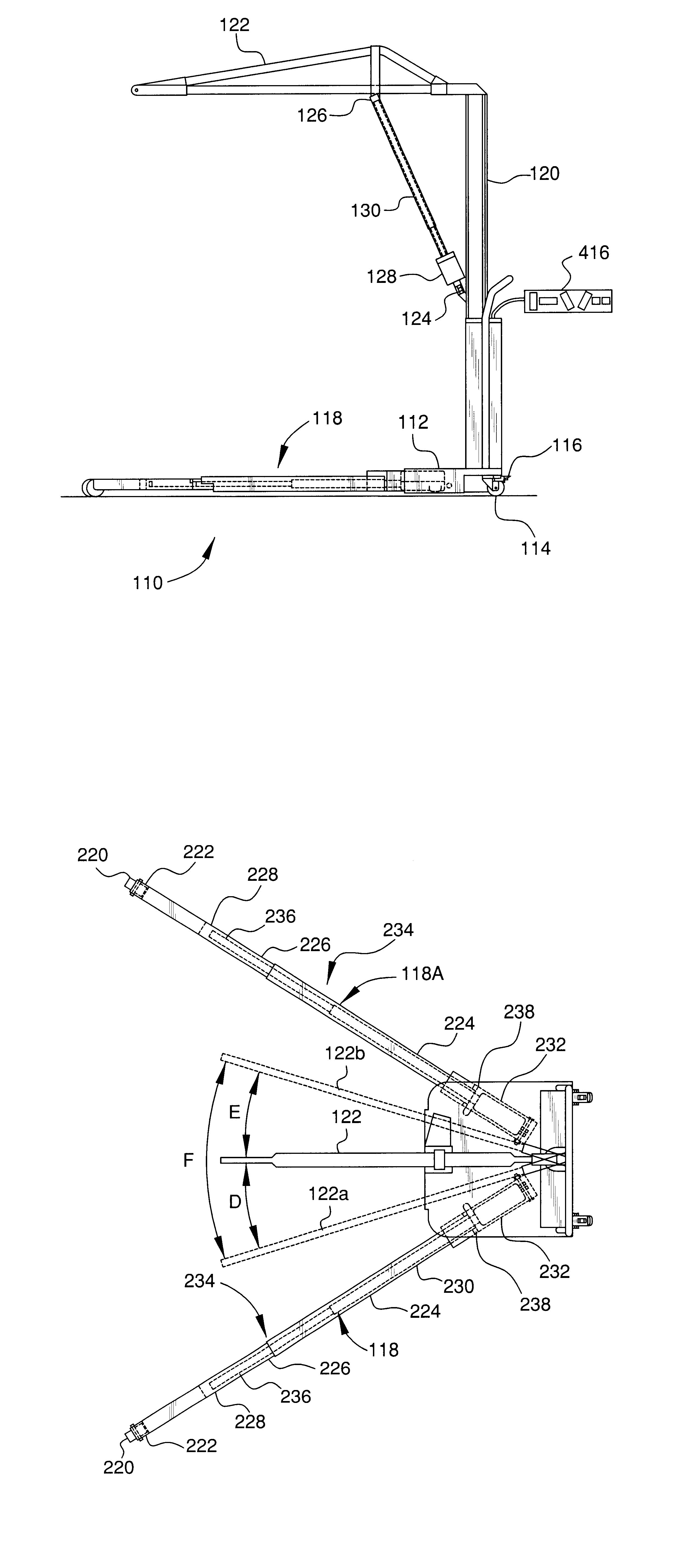 Control apparatus and control method for a storable patient lift and transfer device