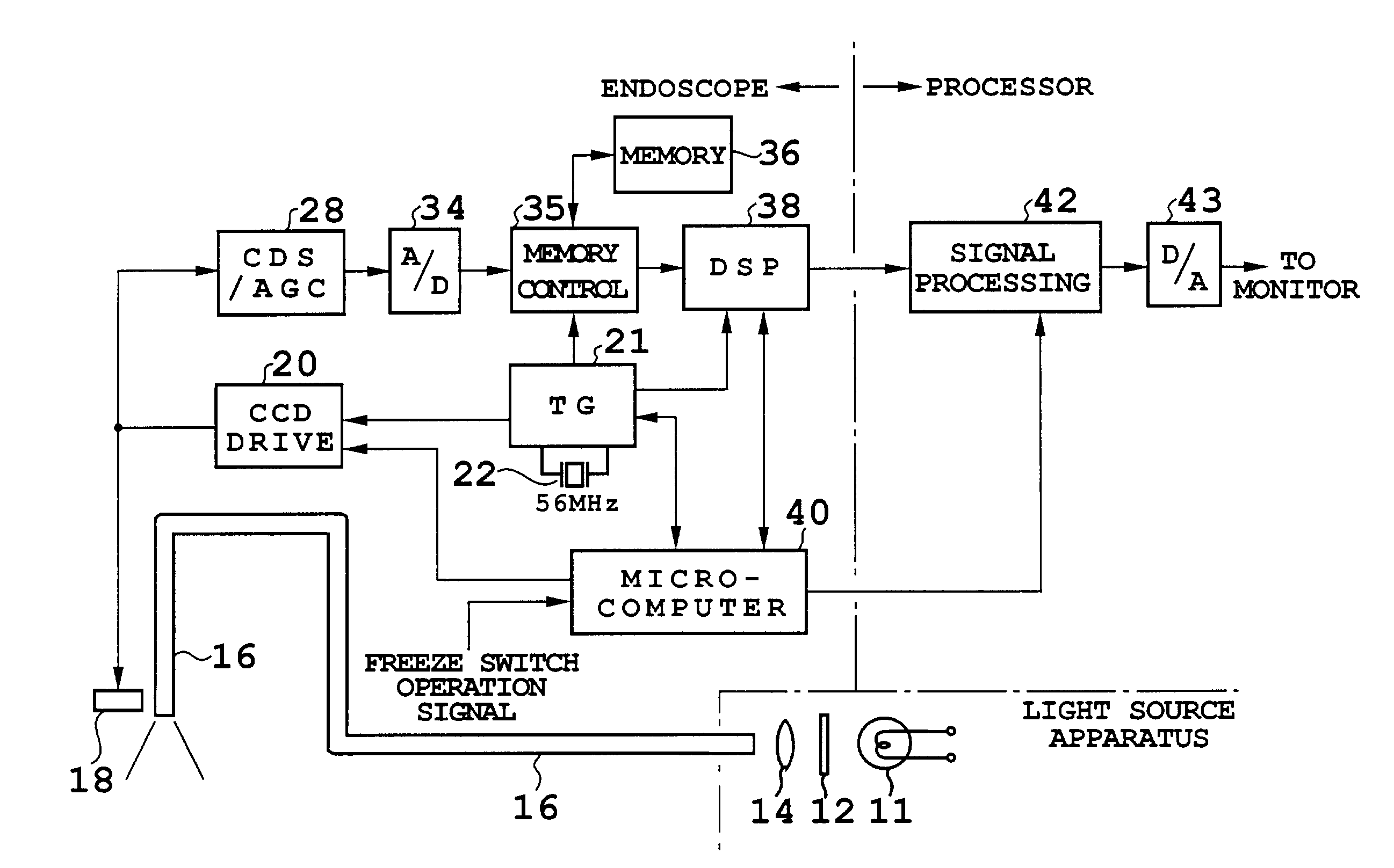 Electronic endoscope forming still image by double-speed reading