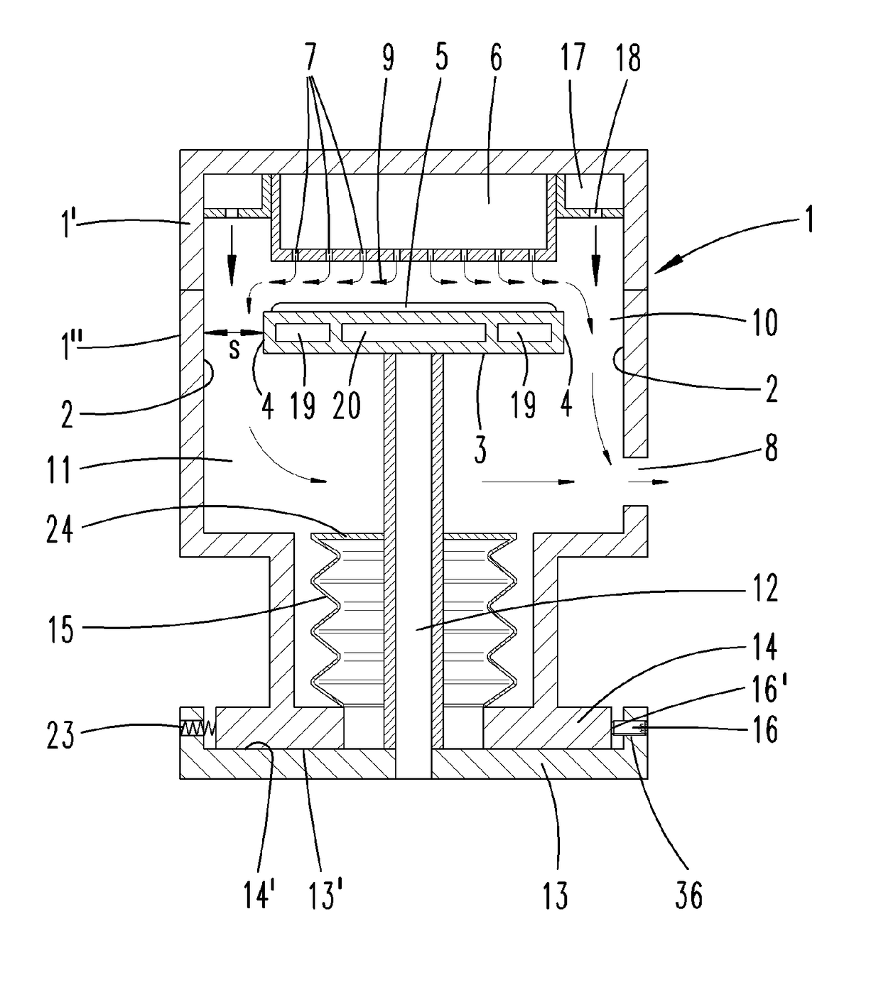 Device and method to control the uniformity of a gas flow in a CVD or an ald reactor or of a layer grown therein