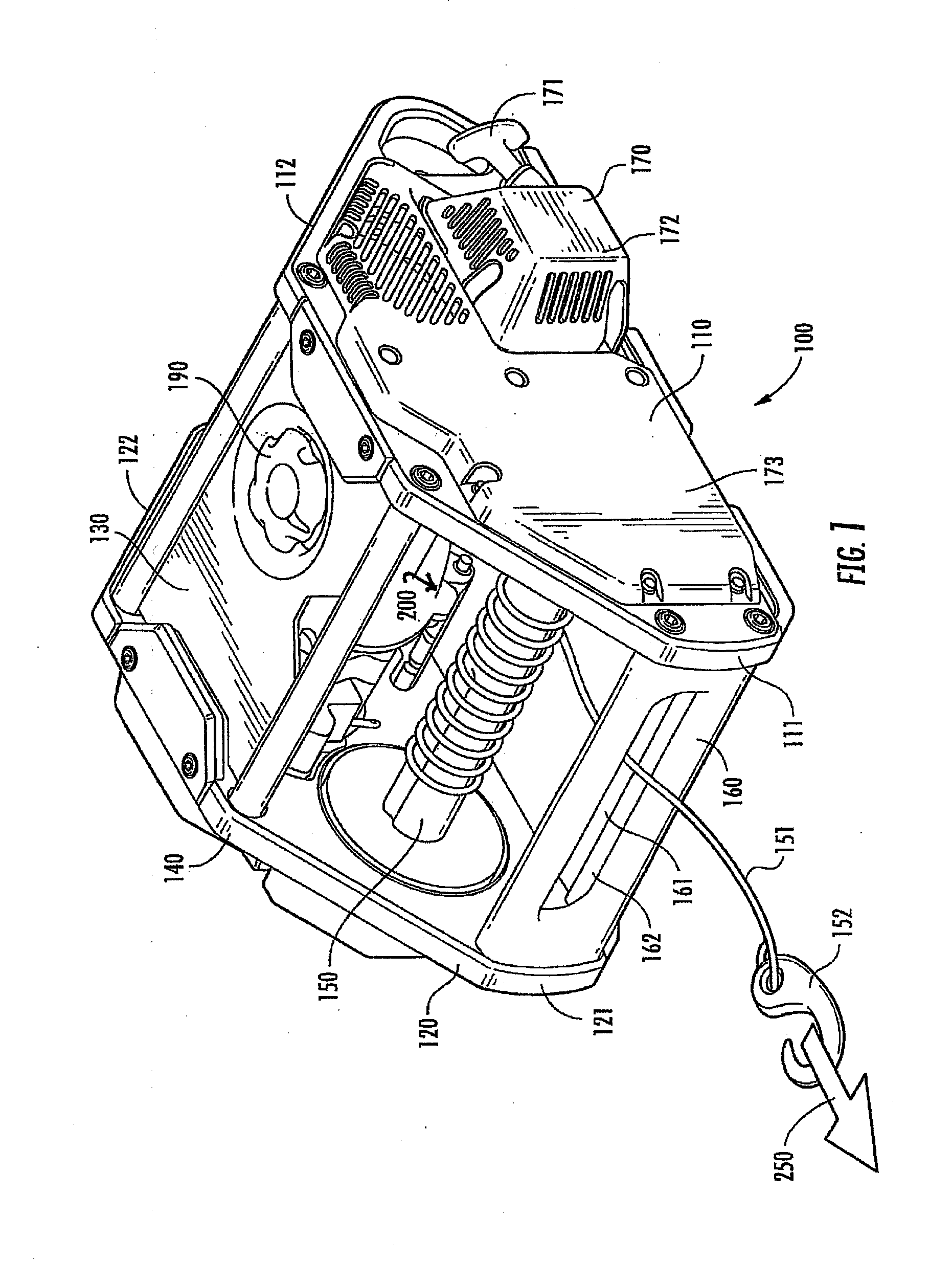 Gas powered self contained portable winch