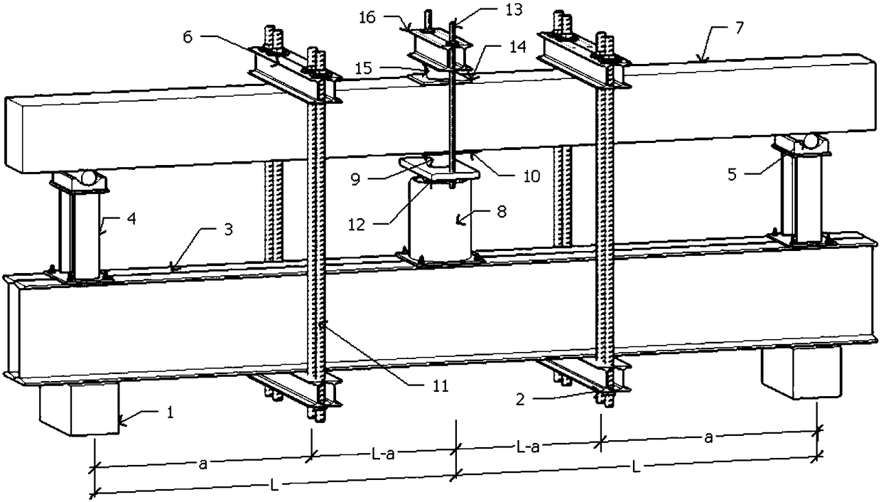 Test device and test method for long-term alternating load of continuous beam bridge