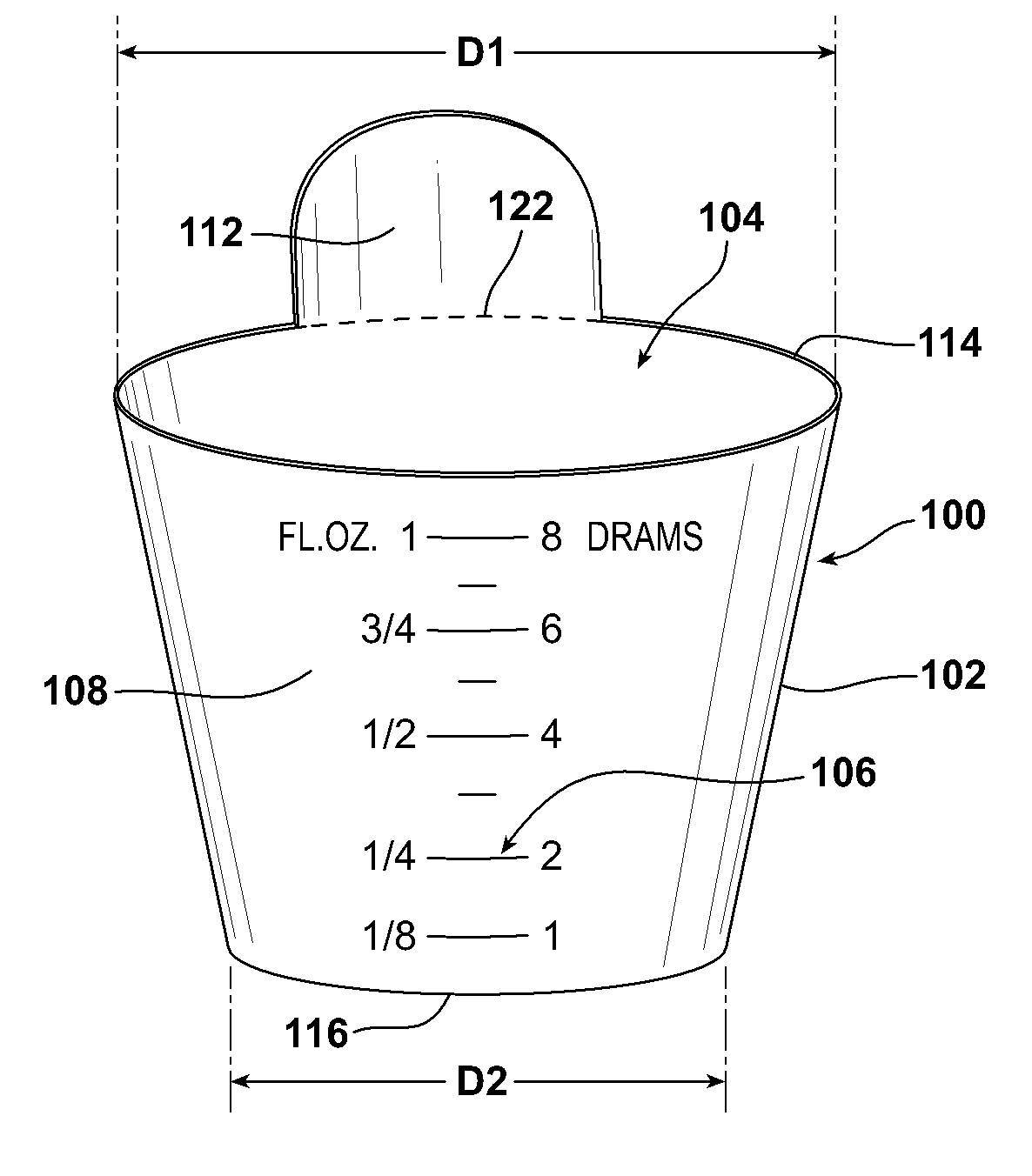 Medicine cup with infection control tab