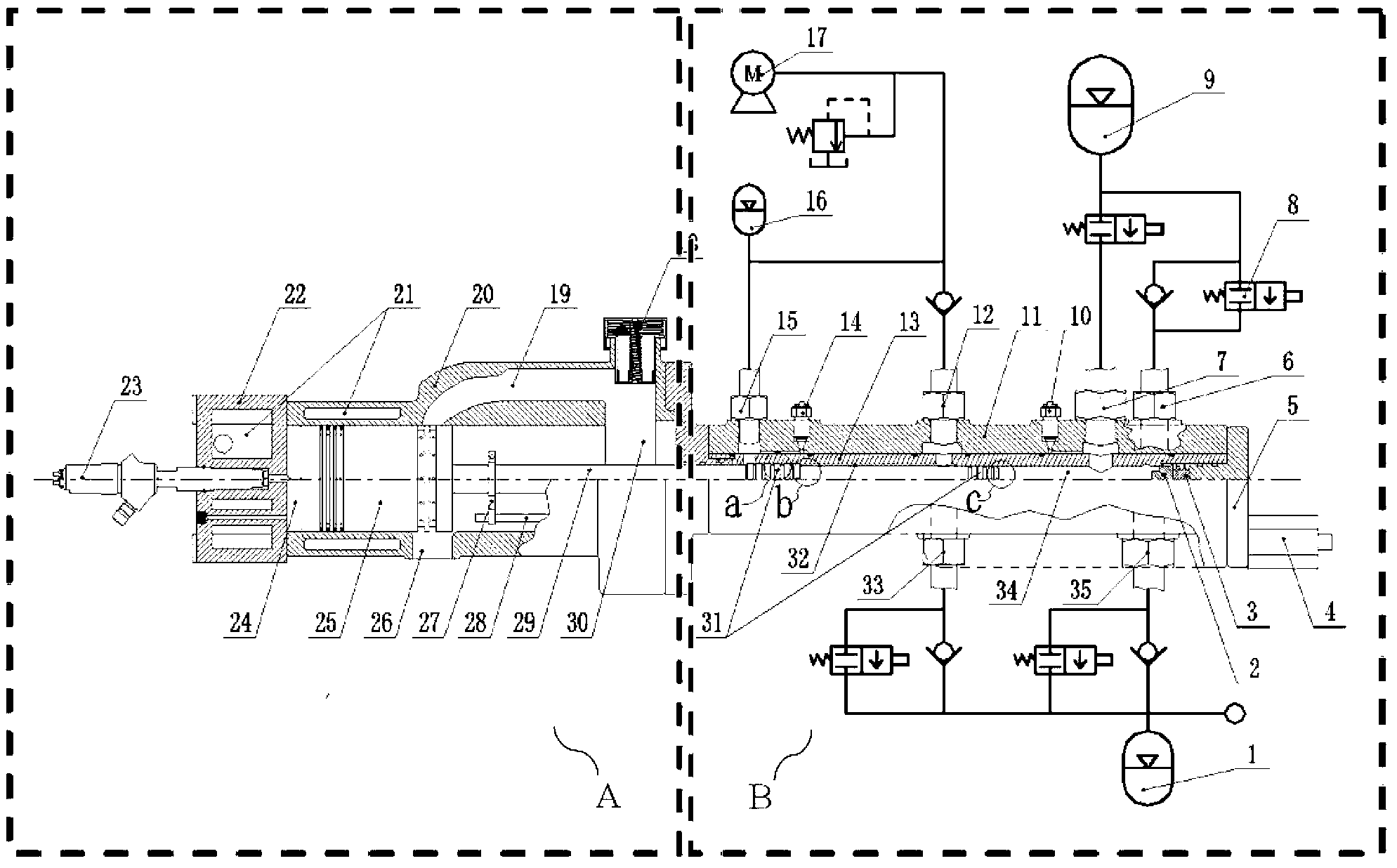 Return flow scavenging type hydraulic free piston diesel engine