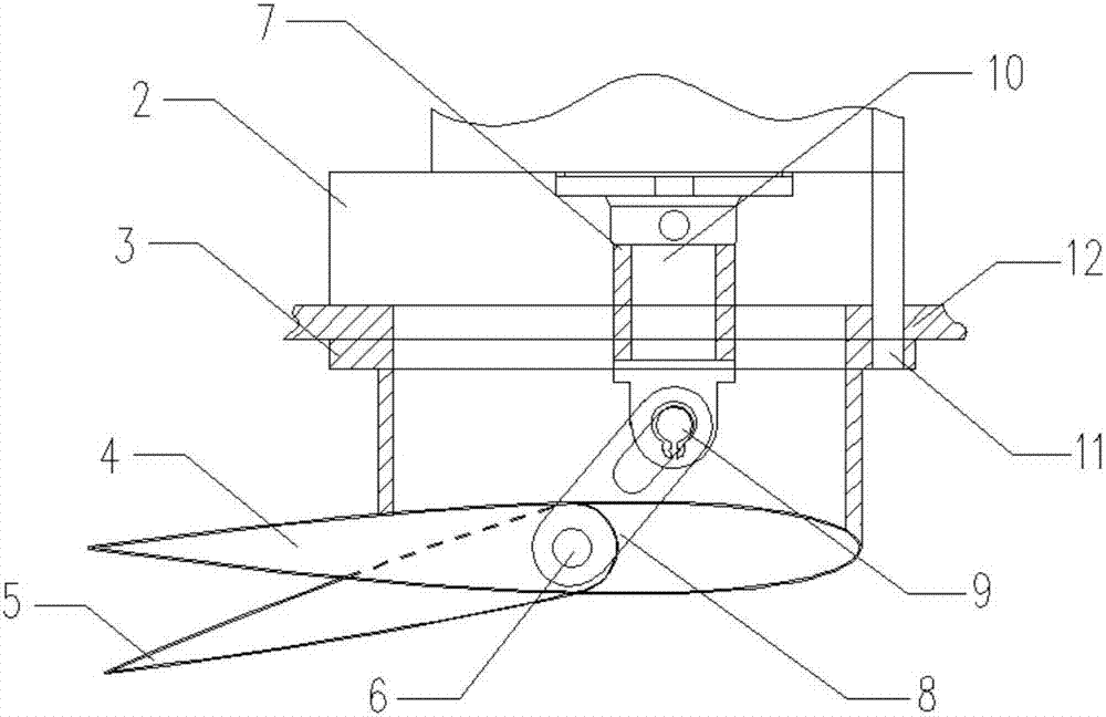 Hydraulic driven type anti-pitching T-shaped hydrofoil with controllable attack angle