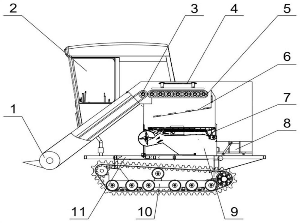 Knocking type low-impurity-rate sunflower seed combine harvester