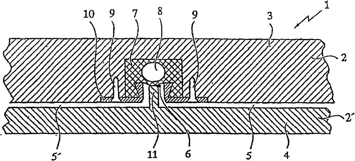 Method for producing a heterogeneous, especially multi-coloured sheet-shaped structure, mould and sheet-shaped structure