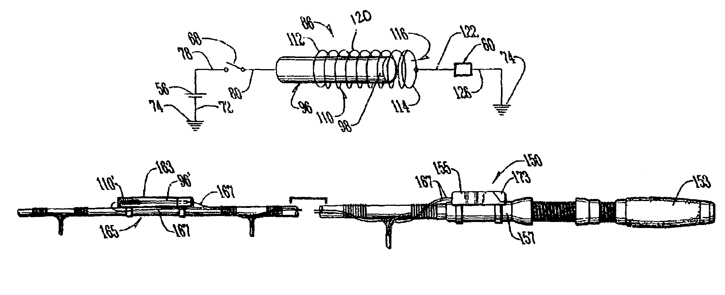 Fishing rod with signal devices activated by fish-bite flexing of the fishing rod