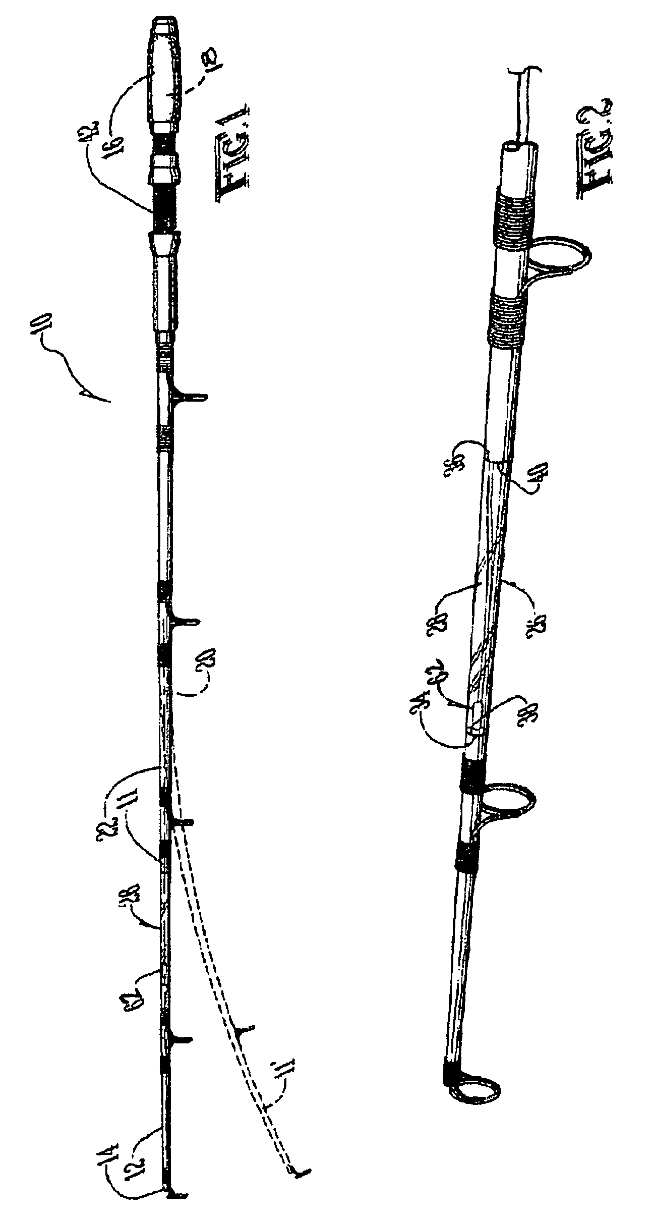 Fishing rod with signal devices activated by fish-bite flexing of the fishing rod