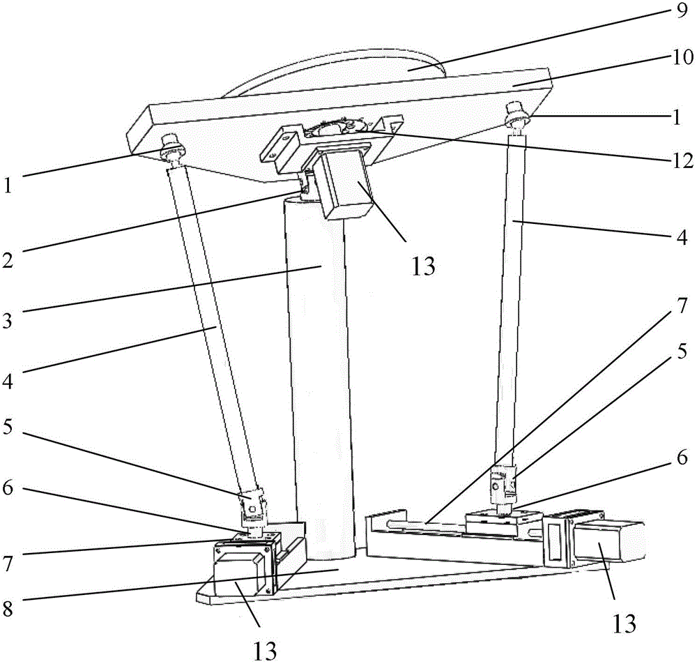 Three-rotational-freedom series-parallel driving mechanism