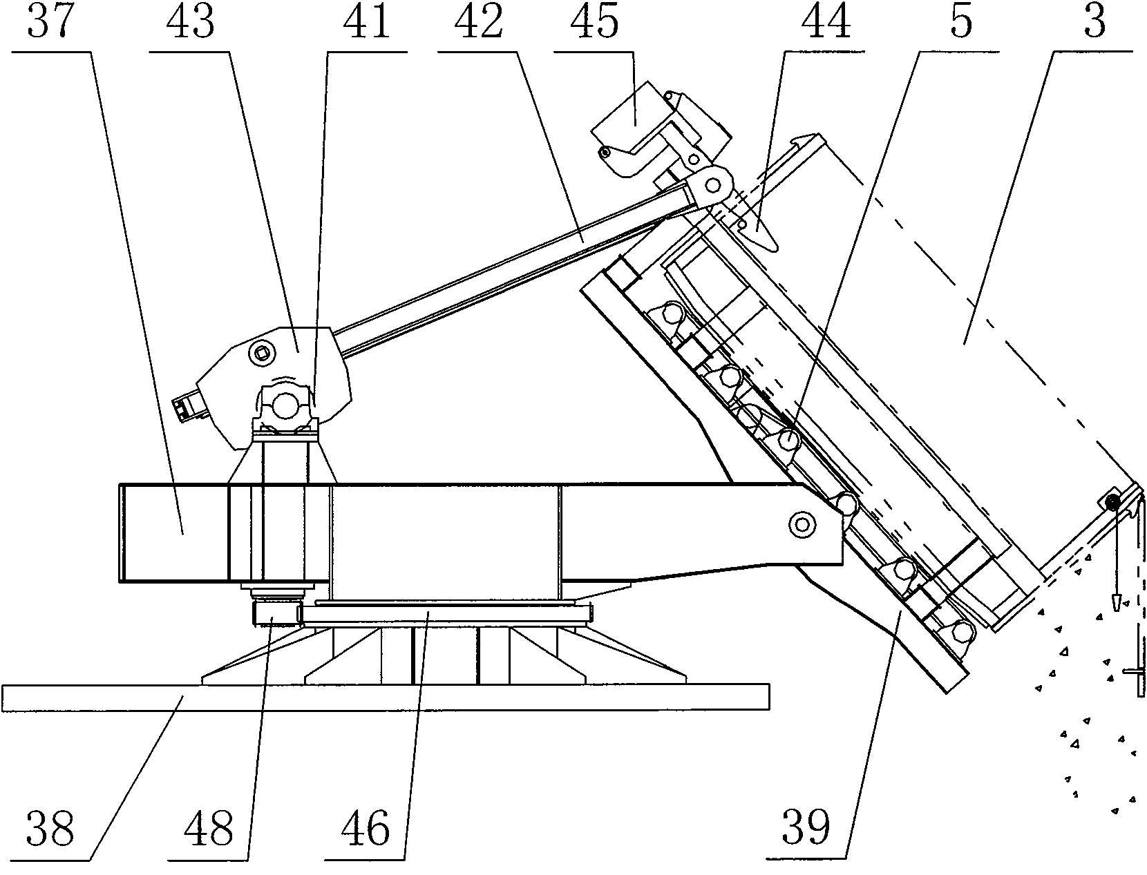 Railway bed laying emergency stone self-discharging train