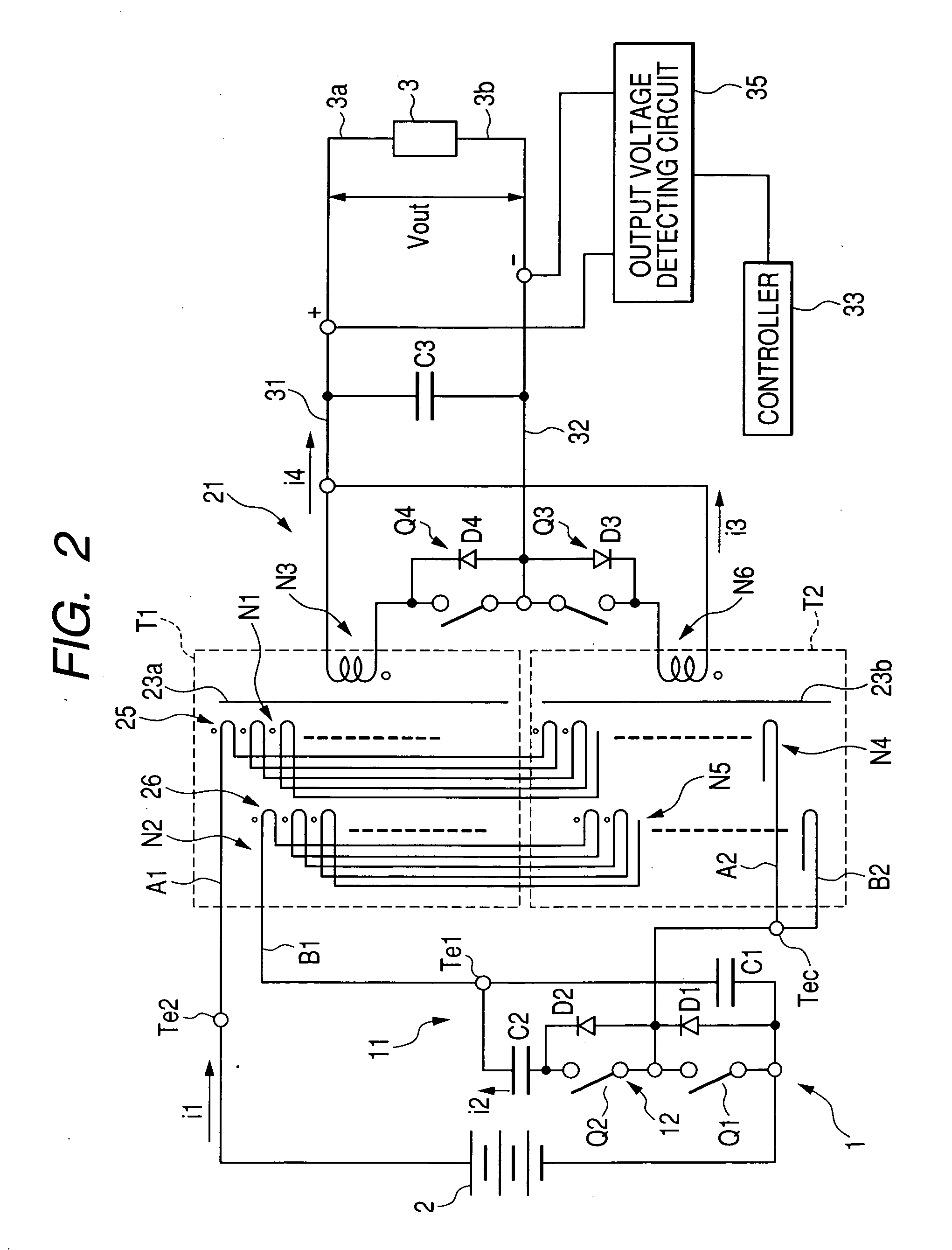 Dc-dc converter with integrated transformer assembly composed of transformer pair