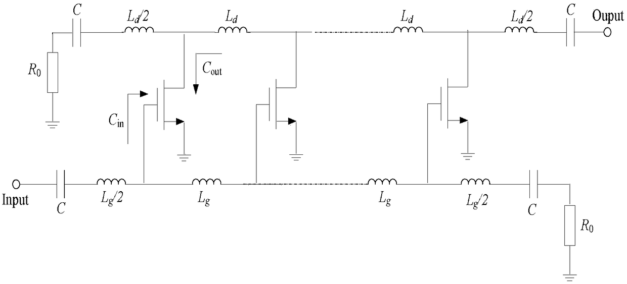 Cascaded distributed low-noise amplifier