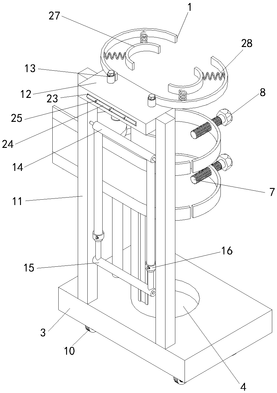 Oxygen cylinder fixing device for medical nursing