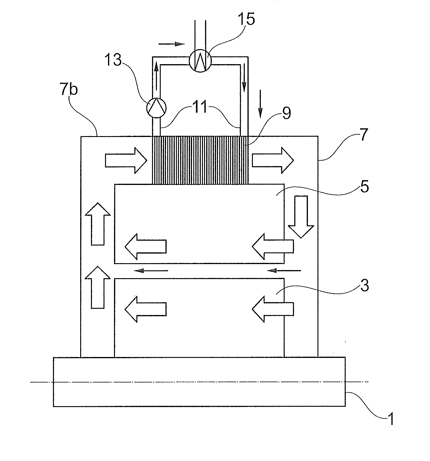 Electric machine with closed circuit air cooling