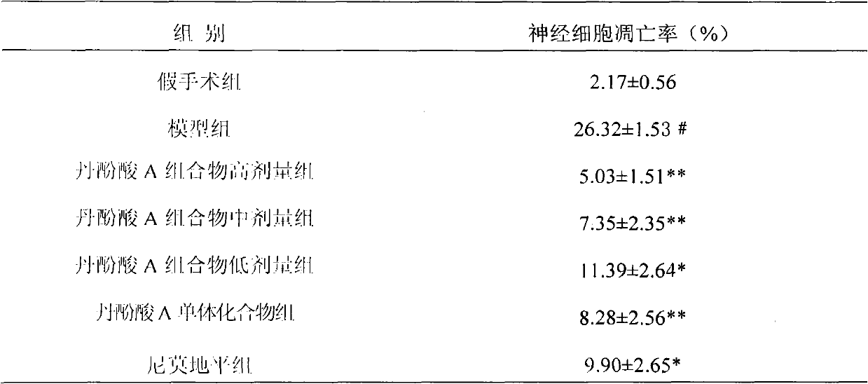 Use of danshinolic acid A composition in preparing ischemic penumbra treatment medicaments