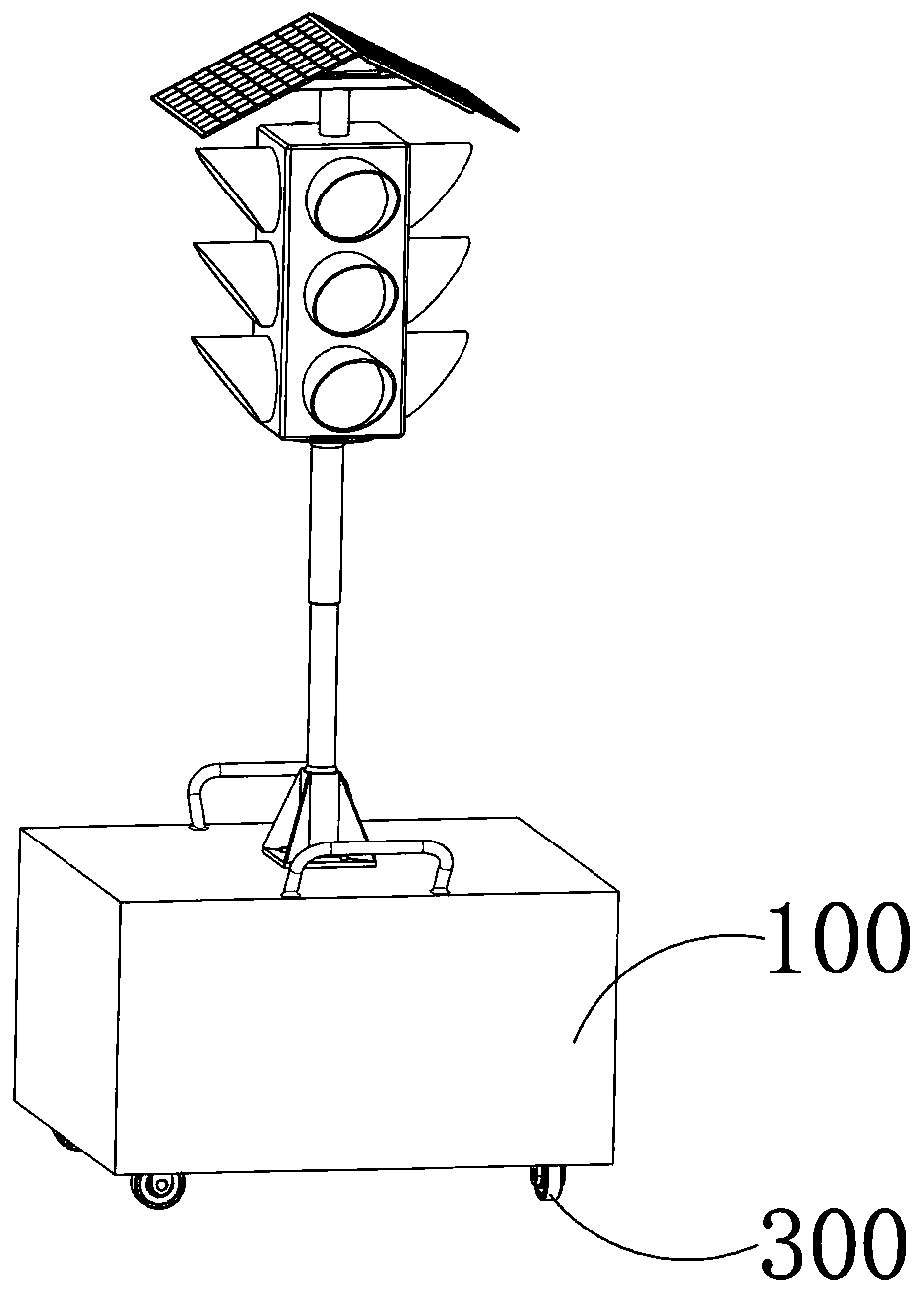 Directional deflection self-locking method for universal wheels of mobile traffic signal lamp