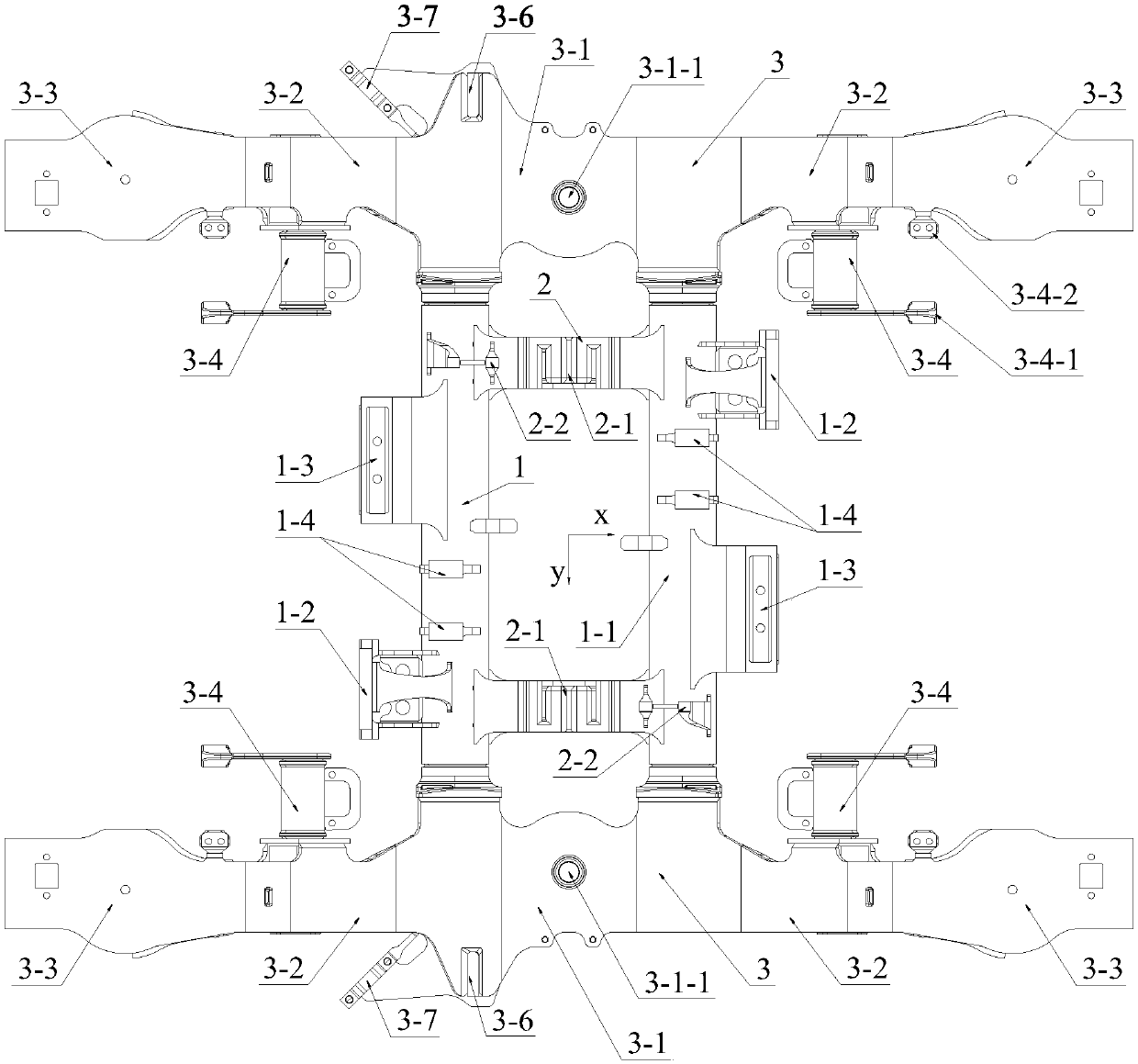 Compact bogie with built-in axle boxes for high-cold subway vehicles